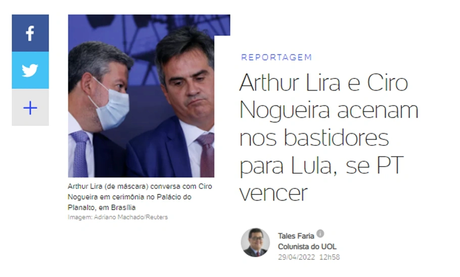 Publicação no site UOL