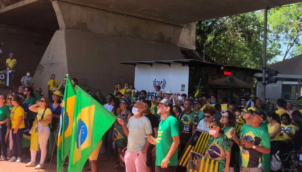 Apoiadores do presidente Bolsonaro na manifestação