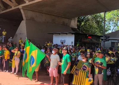 Apoiadores do presidente Bolsonaro na manifestação
