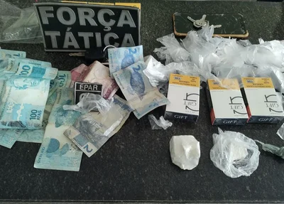 Dinheiro e droga apreendidos pela PM