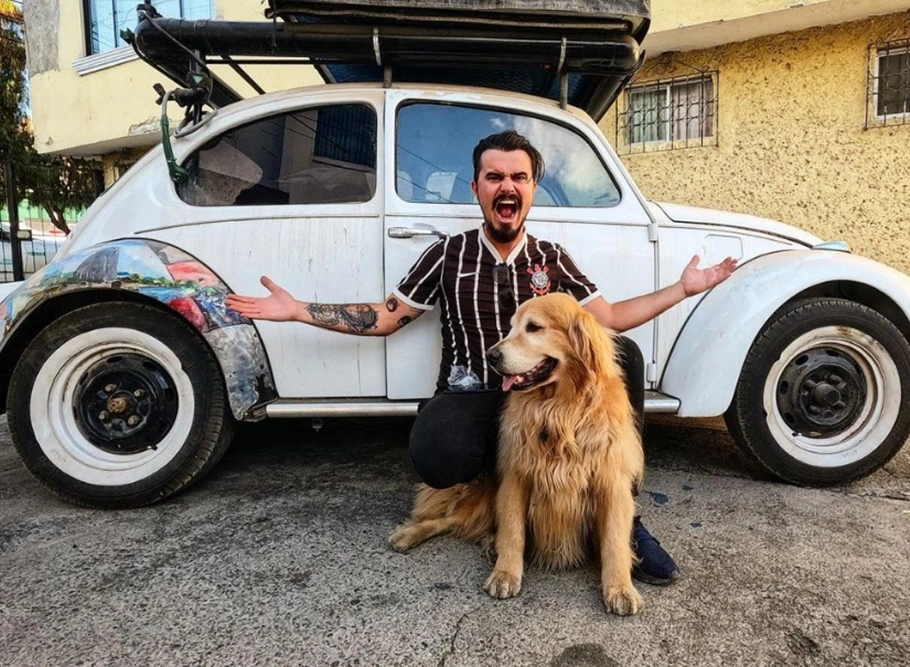 Jesse Koz e seu cachorro