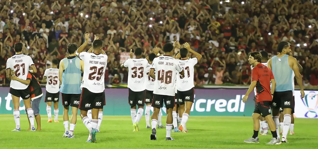 Jogadores comemorando com a torcida