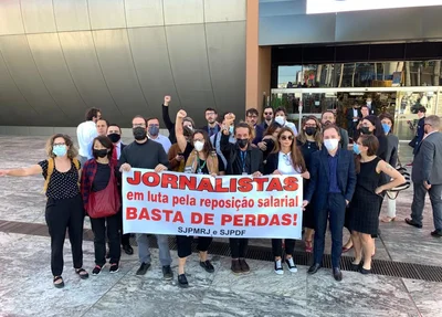 Jornalista em manifestação