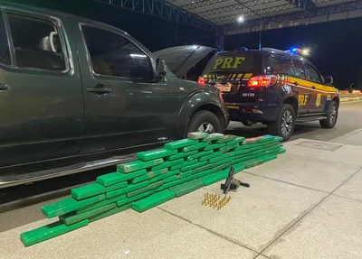 Maconha e arma apreendida