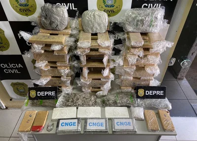 Muita droga apreendida durante a ação da DEPRE