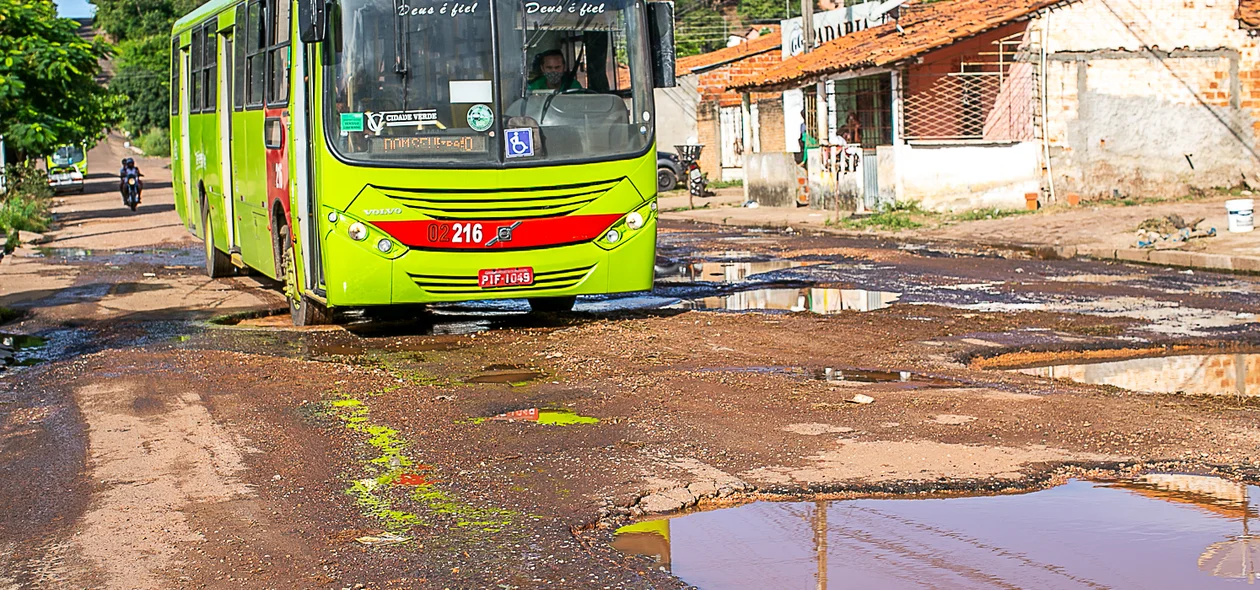Ônibus passa com dificuldades na Avenida
