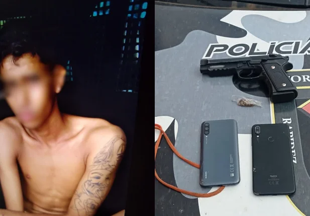Polícia apreendeu celulares roubados e uma réplica de arma de fogo