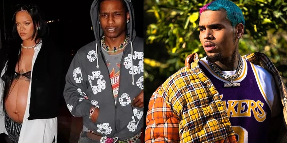 Rihanna e seu cônjuge, Asap Rocky, e seu ex-namorado Chris Brown