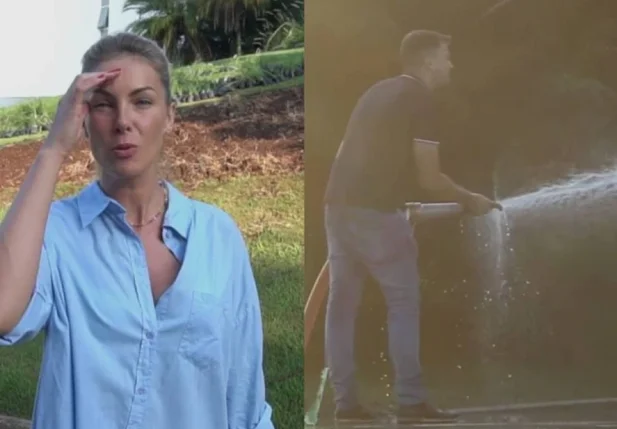 Ana Hickmann usou caminhão-pipa para regar seu jardim