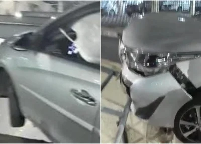 Carro quase despenca do viaduto da Avenida Higino Cunha em Teresina