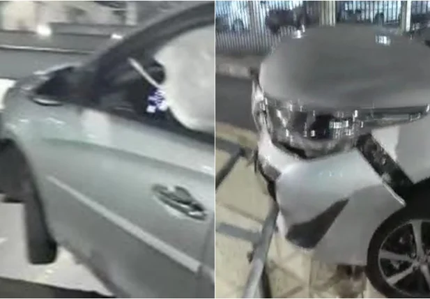 Carro quase despenca do viaduto da Avenida Higino Cunha em Teresina
