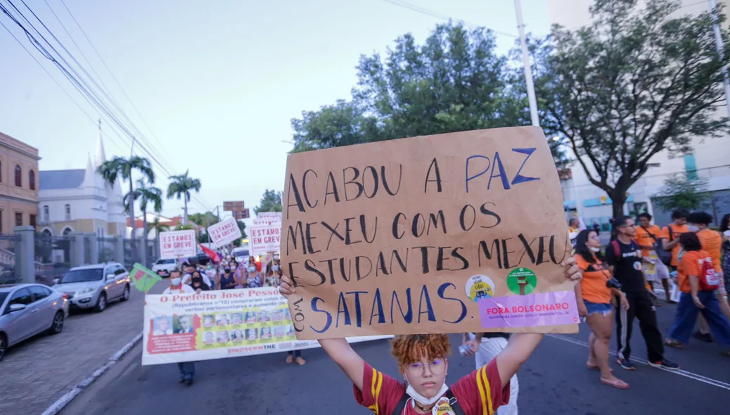 Estudante em manifestação