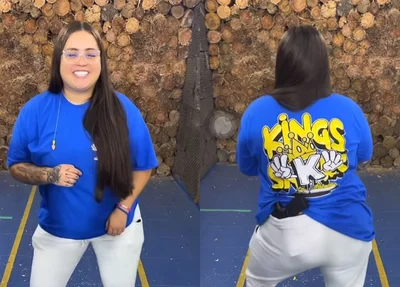 Hagda Kerolayne fazendo dancinha com arma na cintura