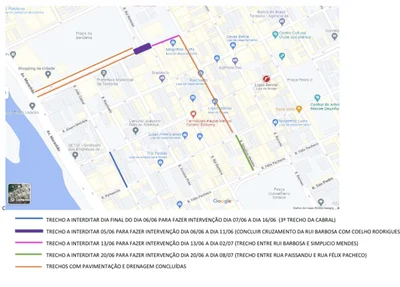 Interdições nas vias do centro de Teresina