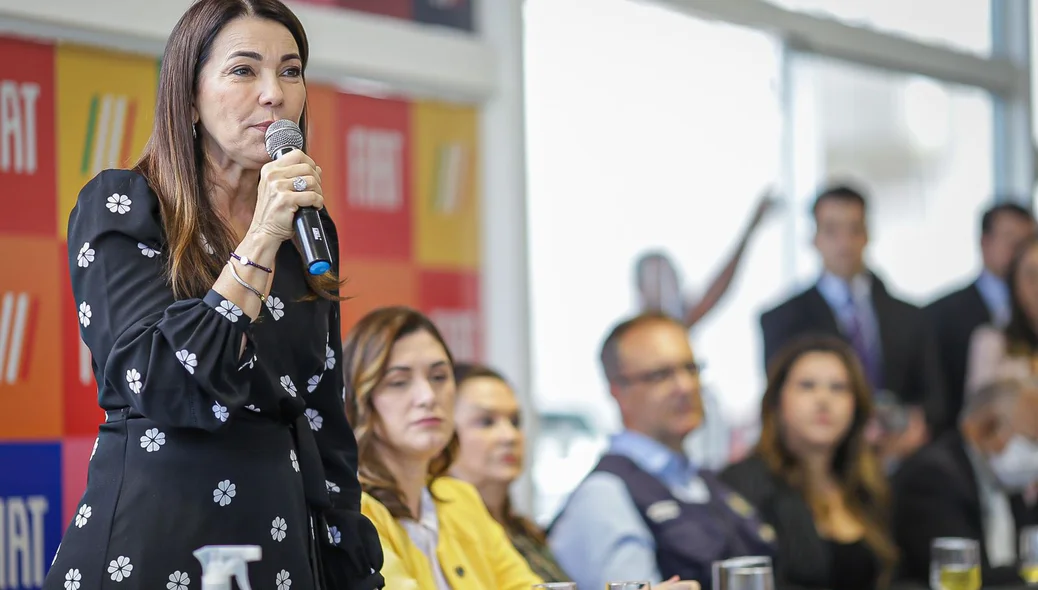 Margaret Coelho durante seu pronunciamento