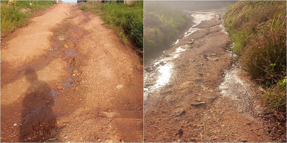 Rua esburacada em residencial no bairro Angelim