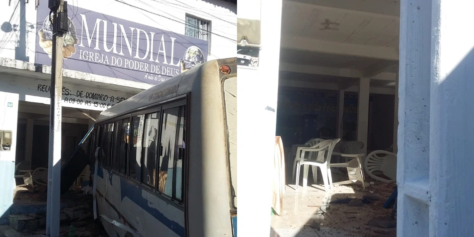 Frente da igreja ficou destruída