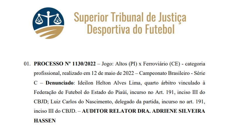 Procuradoria apresenta denúncia contra 4º árbitro e o delegado da partida