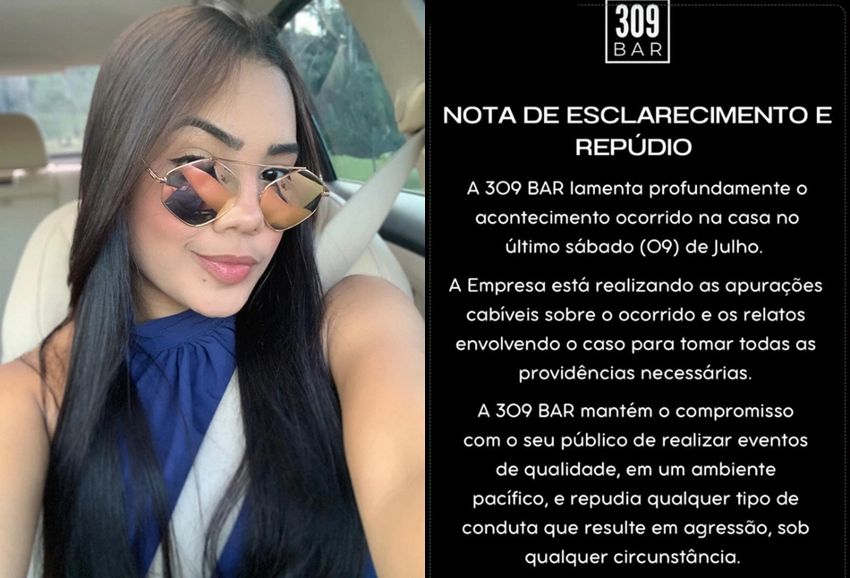 Sayrana Vasconcelos diz que sofreu agressão no 309 Bar