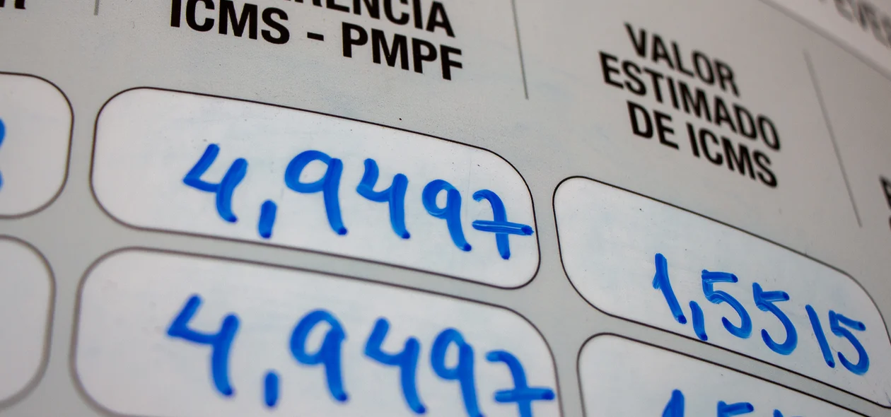 Tabela de impostos cobrados por litro da gasolina