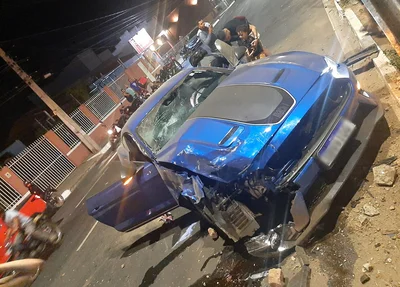 Um dos veículos envolvido no acidente