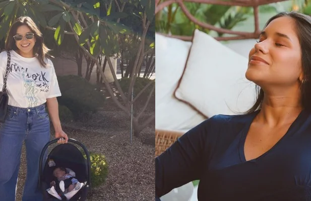 Gabi Pinho e filha recém-nascida
