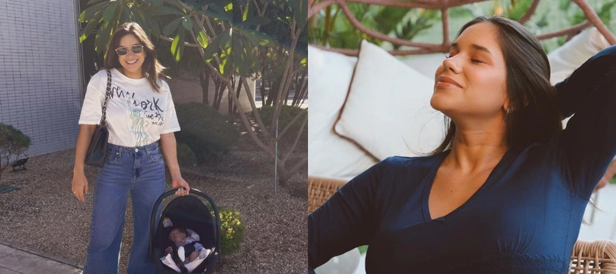 Gabi Pinho e filha recém-nascida