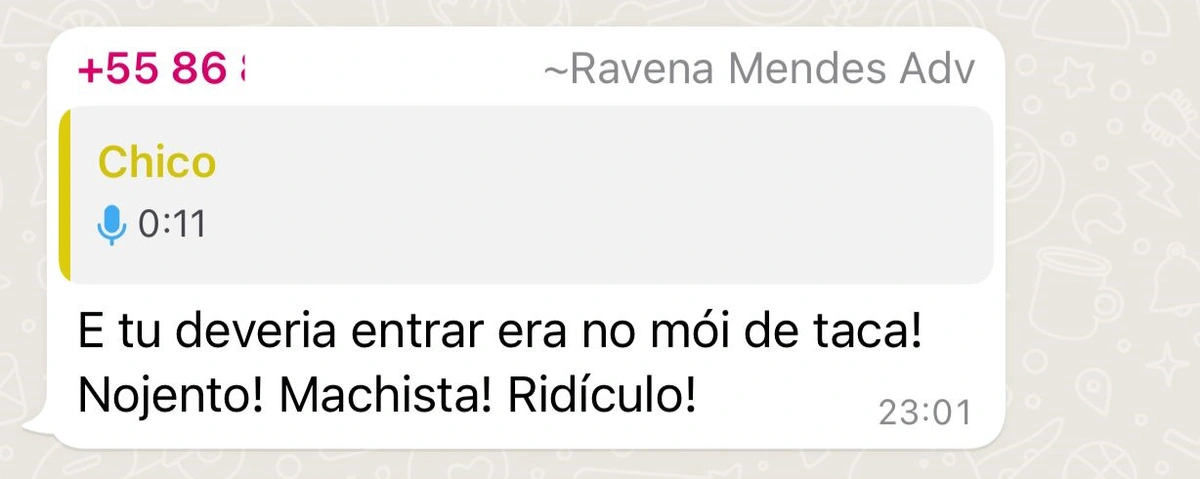 Mensagem da advogada no grupo
