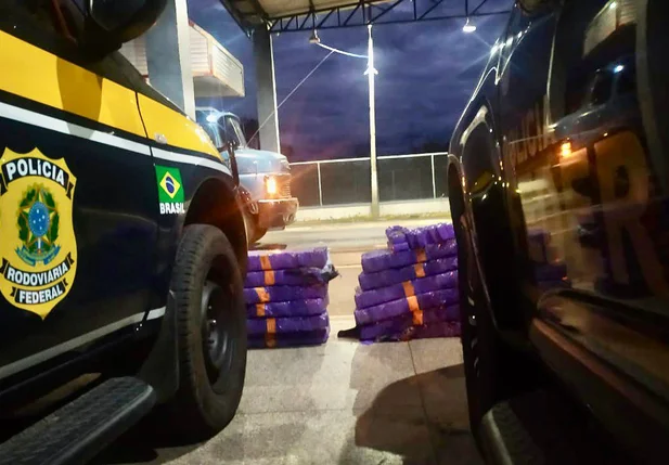 PF e PRF apreendem caminhão carregado com 138 kg de maconha no Piauí