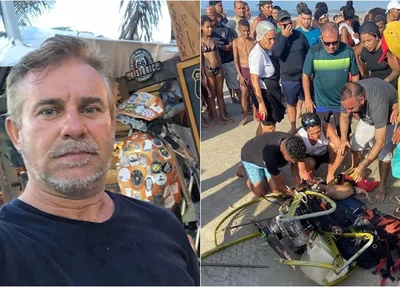 Piloto de paramotor caiu durante voo na praia do Calhau, em São Luís
