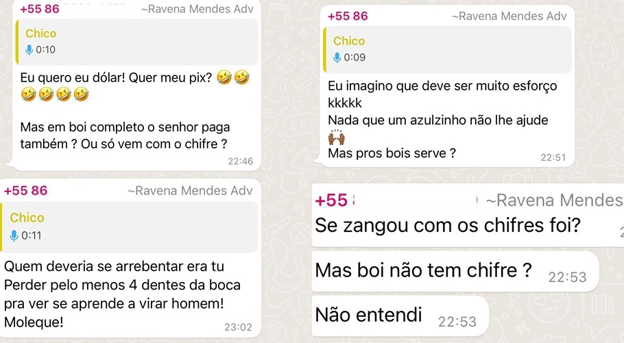 Prints das mensagens
