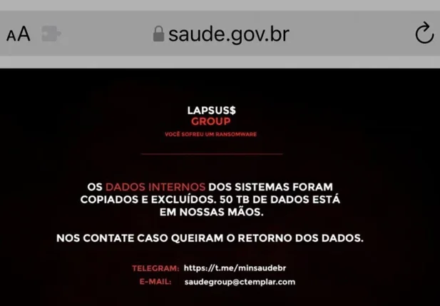 Quando site do Ministério da Saúde foi invadido, usuários ficaram impedidos de acessar dados