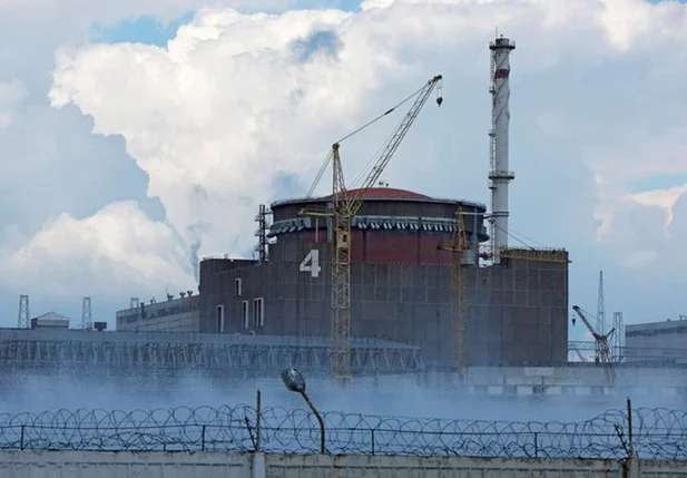 Vista da usina nuclear de Zaporizhzhia que está sob ocupação russa