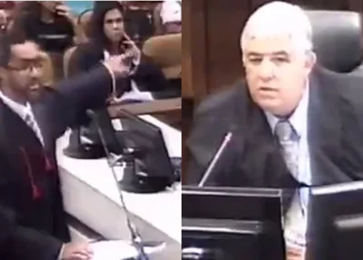 Advogado dando voz de prisão a desembargador