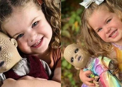 Briar, de 3 anos, e sua boneca apelidada de Assustadora Chloe