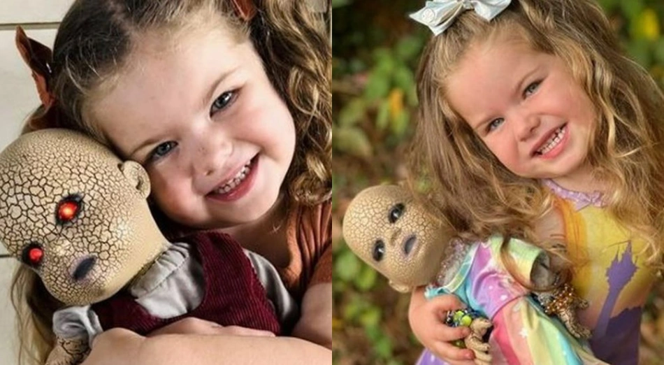 Briar, de 3 anos, e sua boneca apelidada de Assustadora Chloe