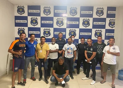Diretoria do Sinpoljuspi e Apocepi durante planejamento do torneio