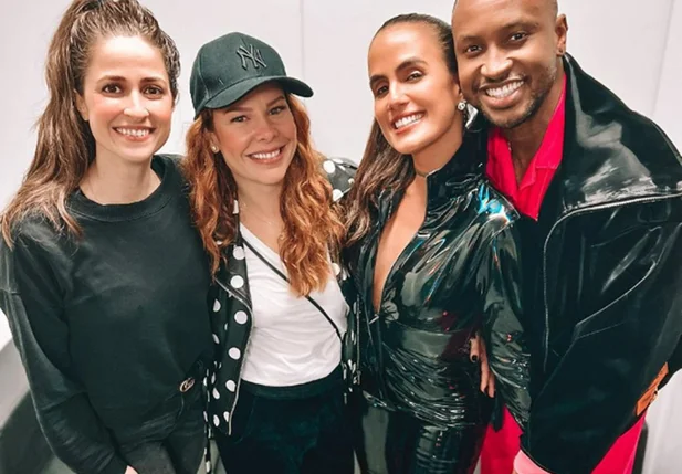 Eduarda Porto, Fernanda Souza, Carol Peixinho e Thiaguinho nos bastidores do Rock In Rio