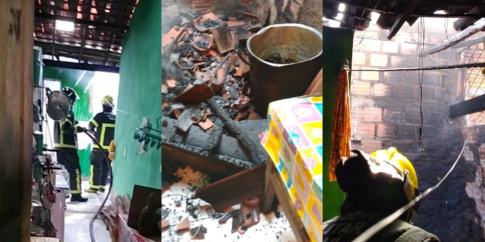 Equipe do Corpo de Bombeiros esteve na residência e conseguiu debelar as chamas