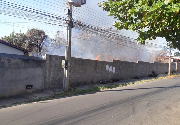 Fogo atinge terreno baldio em Teresina