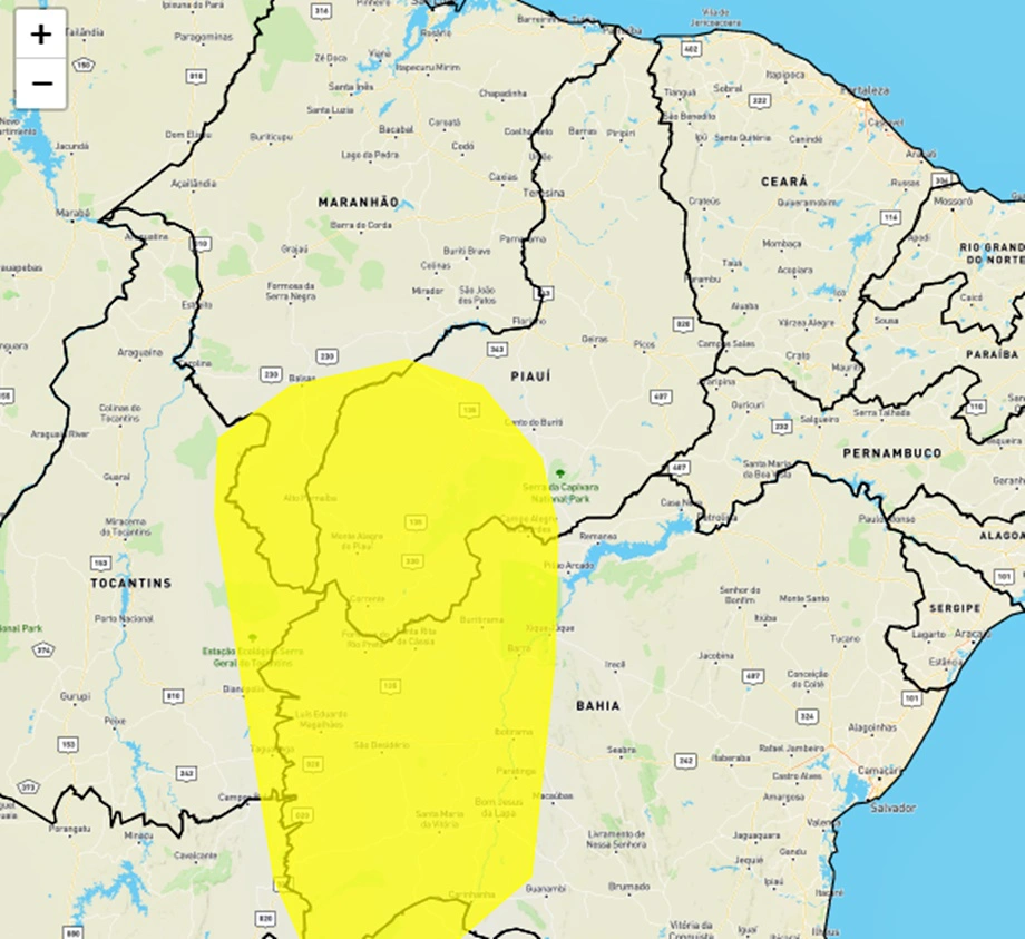 Inmet emite alerta para chuva de granizo em 47 municípios do Piauí