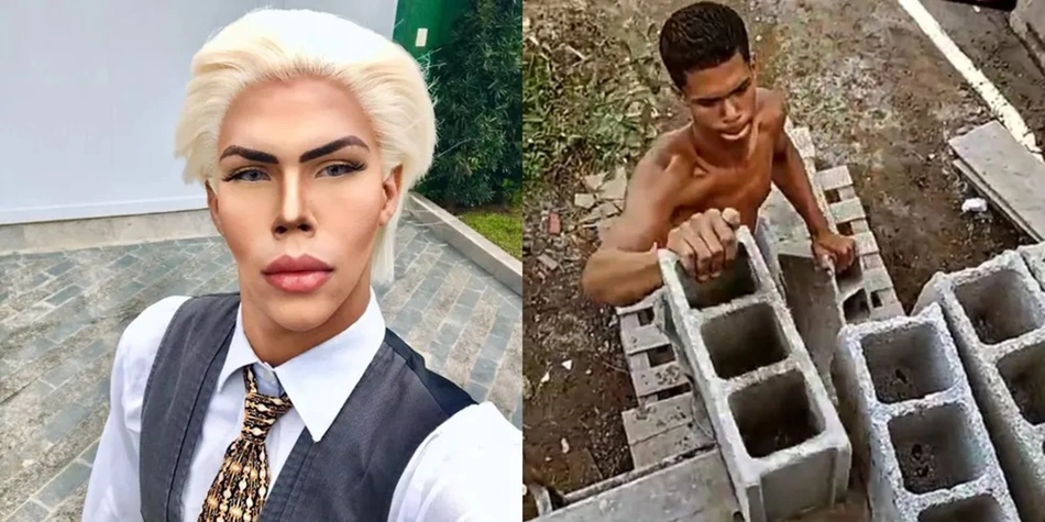 Jovem desiste de ser Ken Humano e vira auxiliar de pedreiro