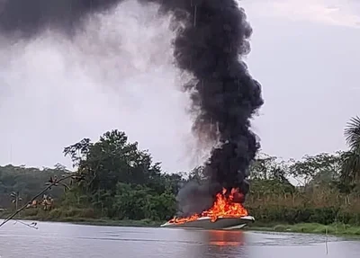 Lancha explodiu no Lago Romancini