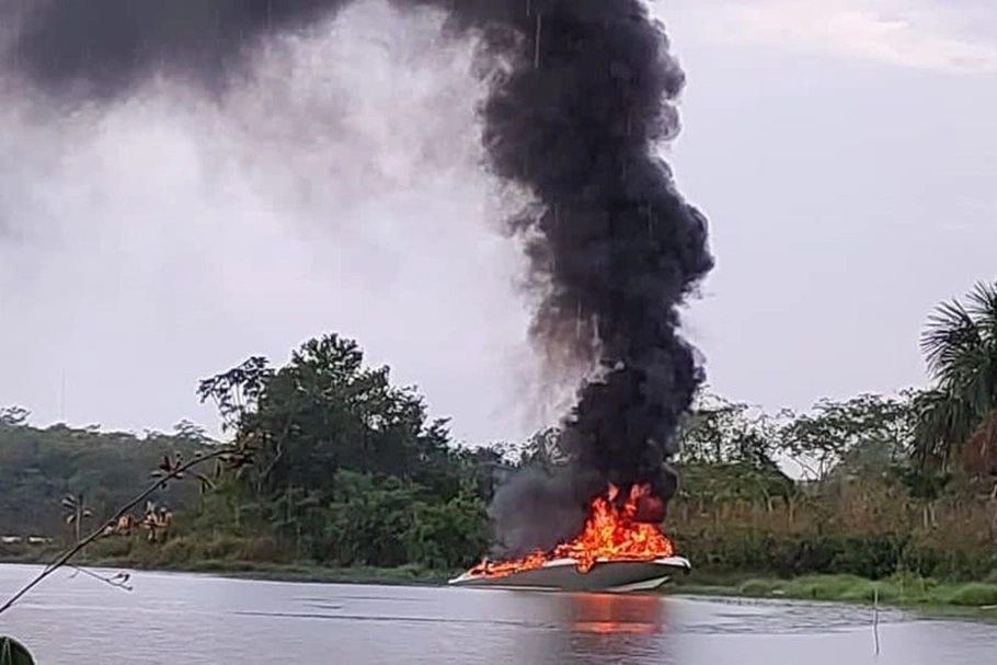 Lancha explodiu no Lago Romancini