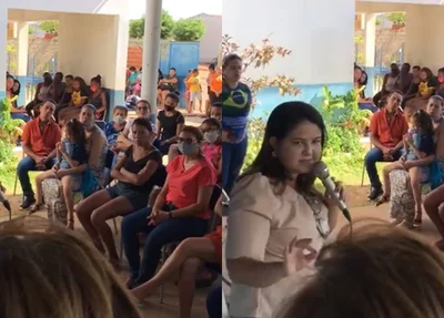 Noêmia Marques em reunião em escola