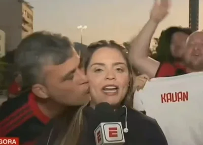 Repórter da ESPN foi surpreendida com a ação de torcedor do Flamengo