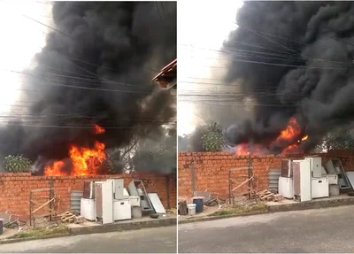 Terreno com vegetação seca pegou fogo na Vila da Guia, em Teresina