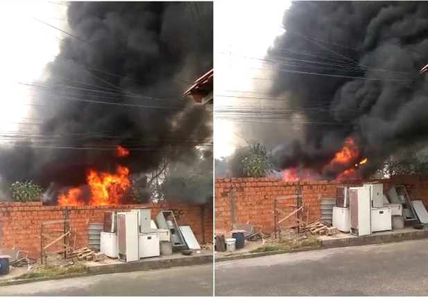 Terreno com vegetação seca pegou fogo na Vila da Guia, em Teresina