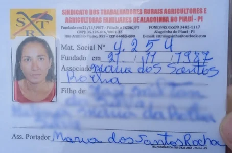 Maria Rocha dos Santos, de 32 anos, era trabalhadora rural