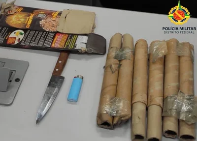 Polícia Militar prende homem com faca e fogos de artifício